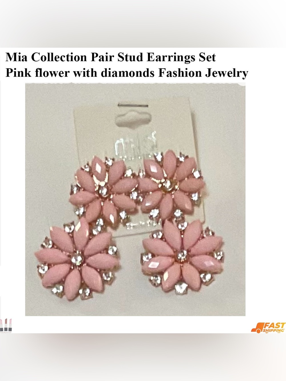 MIA Pink Floral Cluster Crystal Stud Earrings